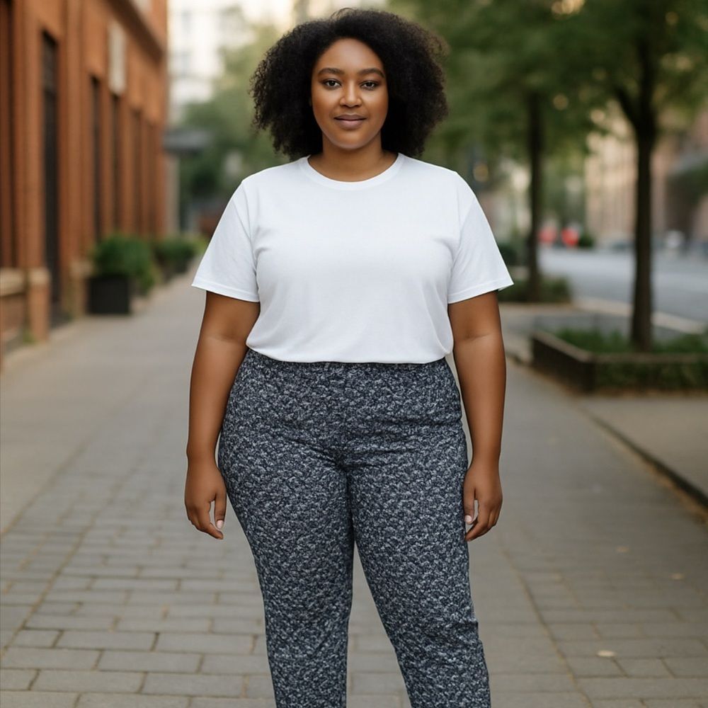 Talbots Blue and White Cropped Pants with Geometric Pattern Sz 14W NWT